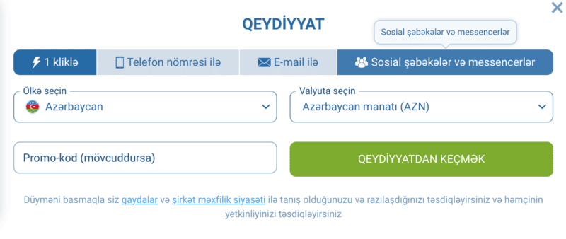 Aviator 1xbet AZ-də qeydiyyat